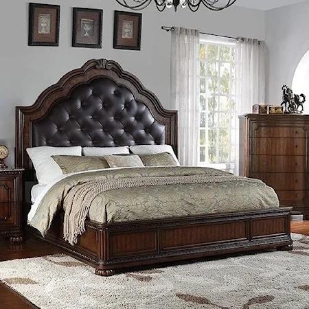 King Tufted Bed with Platform Base